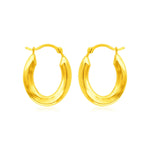 14k Yellow Gold Polished Oval Hoop Earrings - earrings