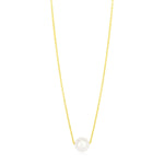 14k Yellow Gold Pearl Solitaire Necklace - necklaces