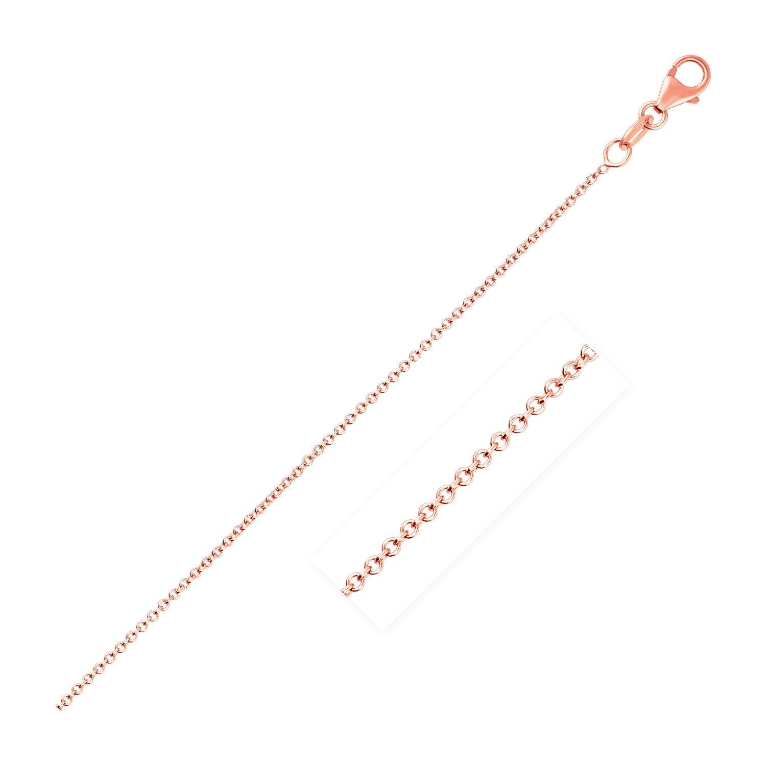 14k Pink Gold Round Cable Link Chain 1.1mm DestGlow