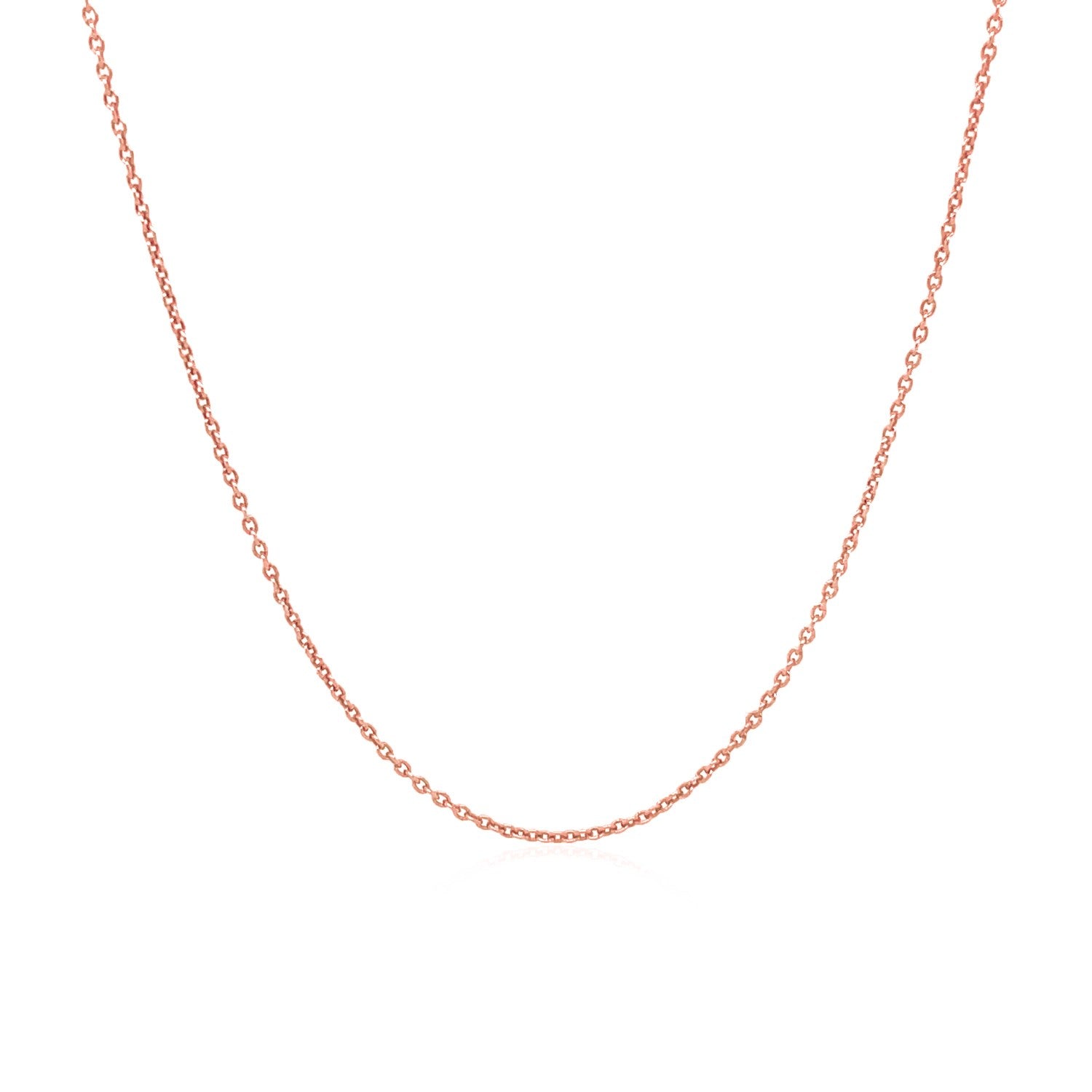 14k Pink Gold Round Cable Link Chain (1.10 mm) by Avera Group