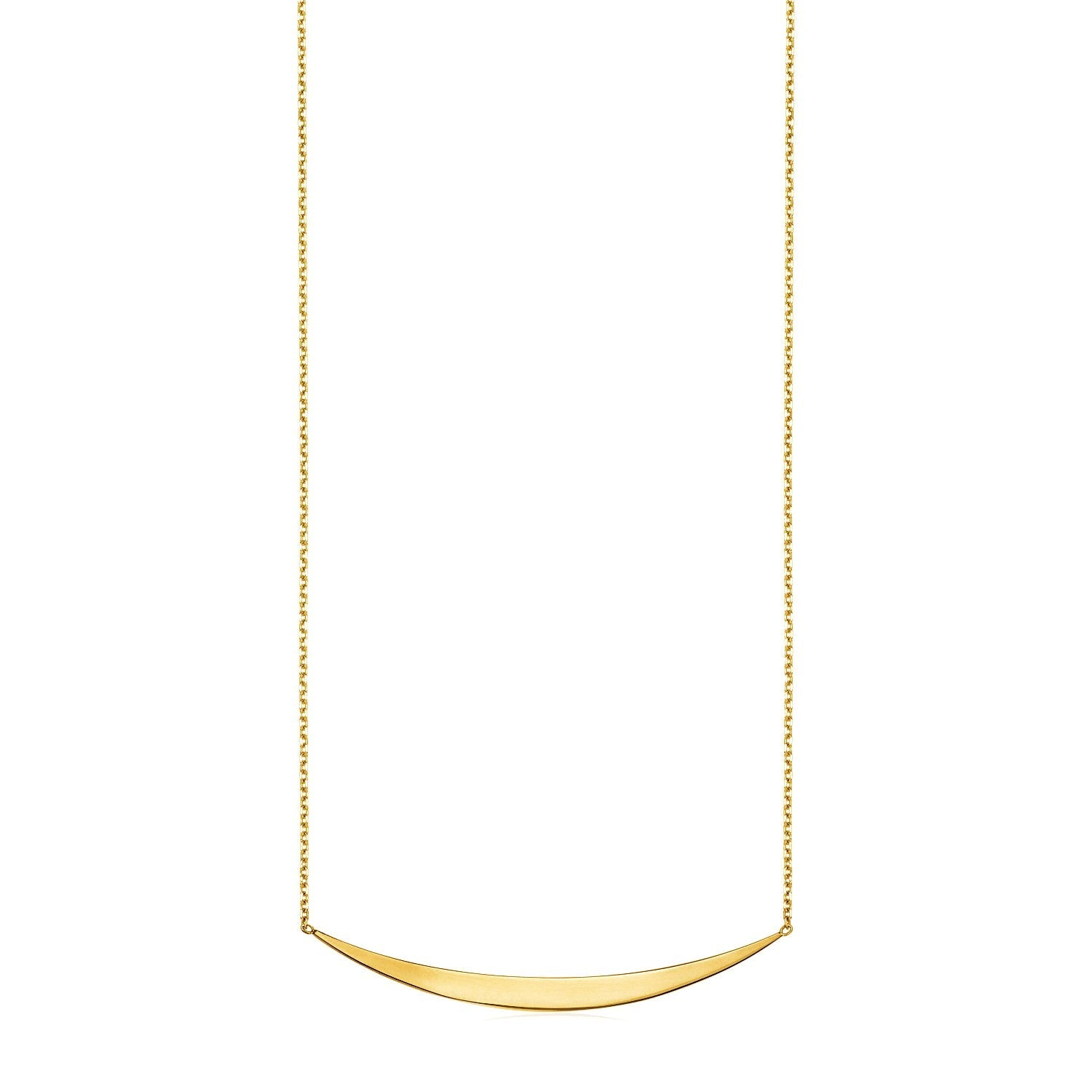 14k Yellow Gold Necklace with Polished Curved Bar Pendant - necklaces