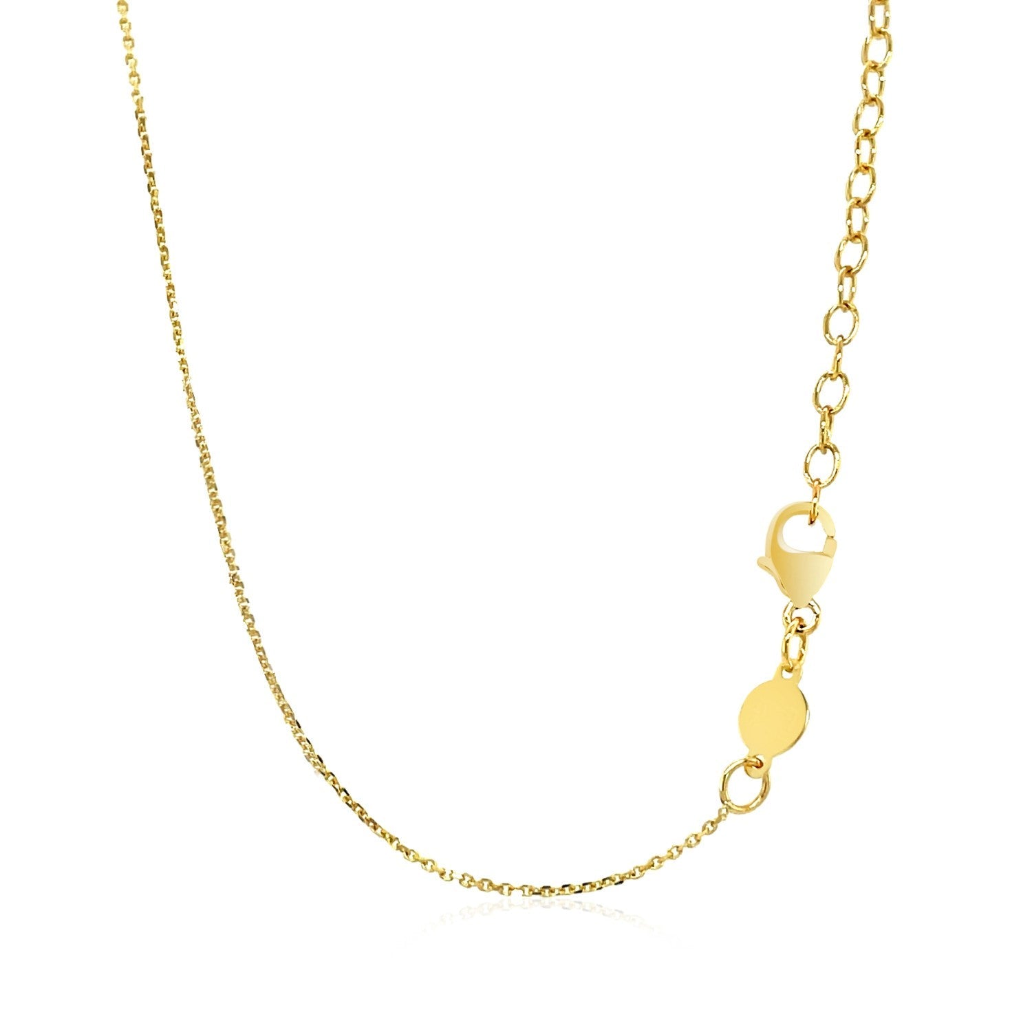 14k Yellow Gold Necklace with Polished Curved Bar Pendant - DestGlow