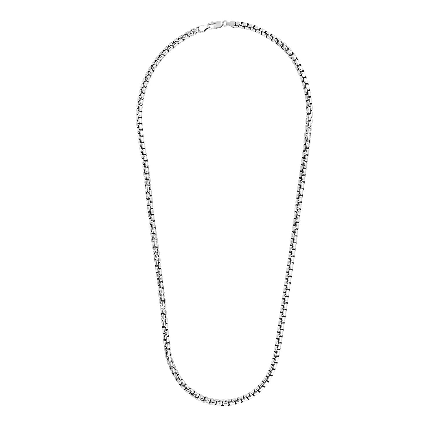 Sterling Silver Rhodium Plated Round Box Chain (5.20 mm) - DestGlow