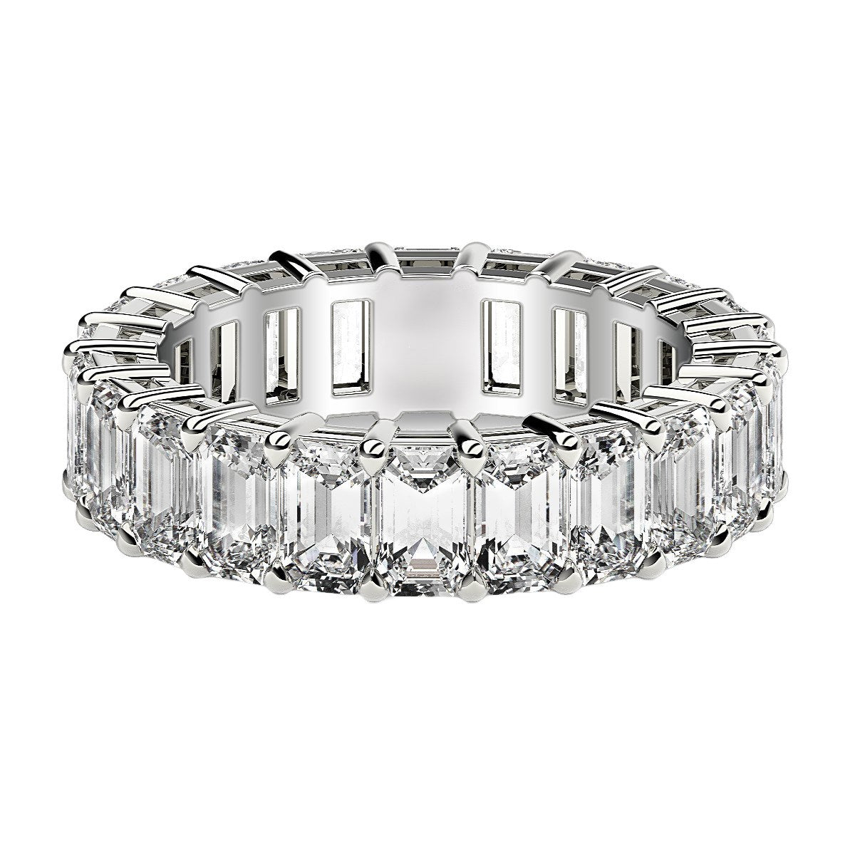Emerald Cut Lab Grown Diamond Eternity Ring in 14k White Gold (6 cttw FG/VS2) by Bids.com