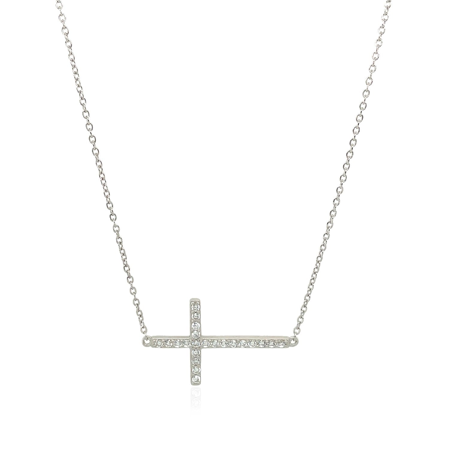Sterling Silver Cross Bracelet with Cubic Zirconias by Avera Group