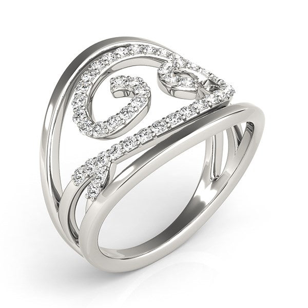 Swirl Design Diamond Ring in 14k White Gold (1/2 cttw) by Bids.com