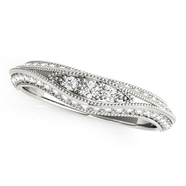14k White Gold Curved Antique Style Diamond Wedding Ring (1/3 cttw) by Bids.com