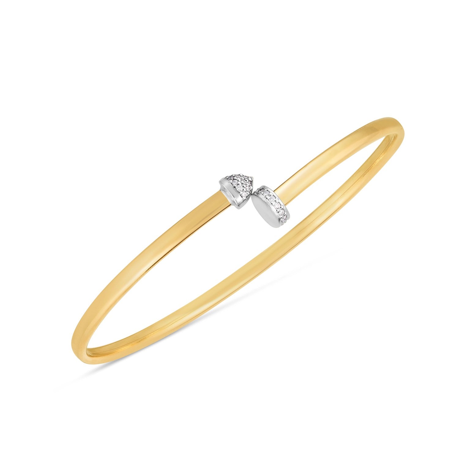 14k Two Tone Gold Diamond Hardware Bangle (3.00 mm) DestGlow