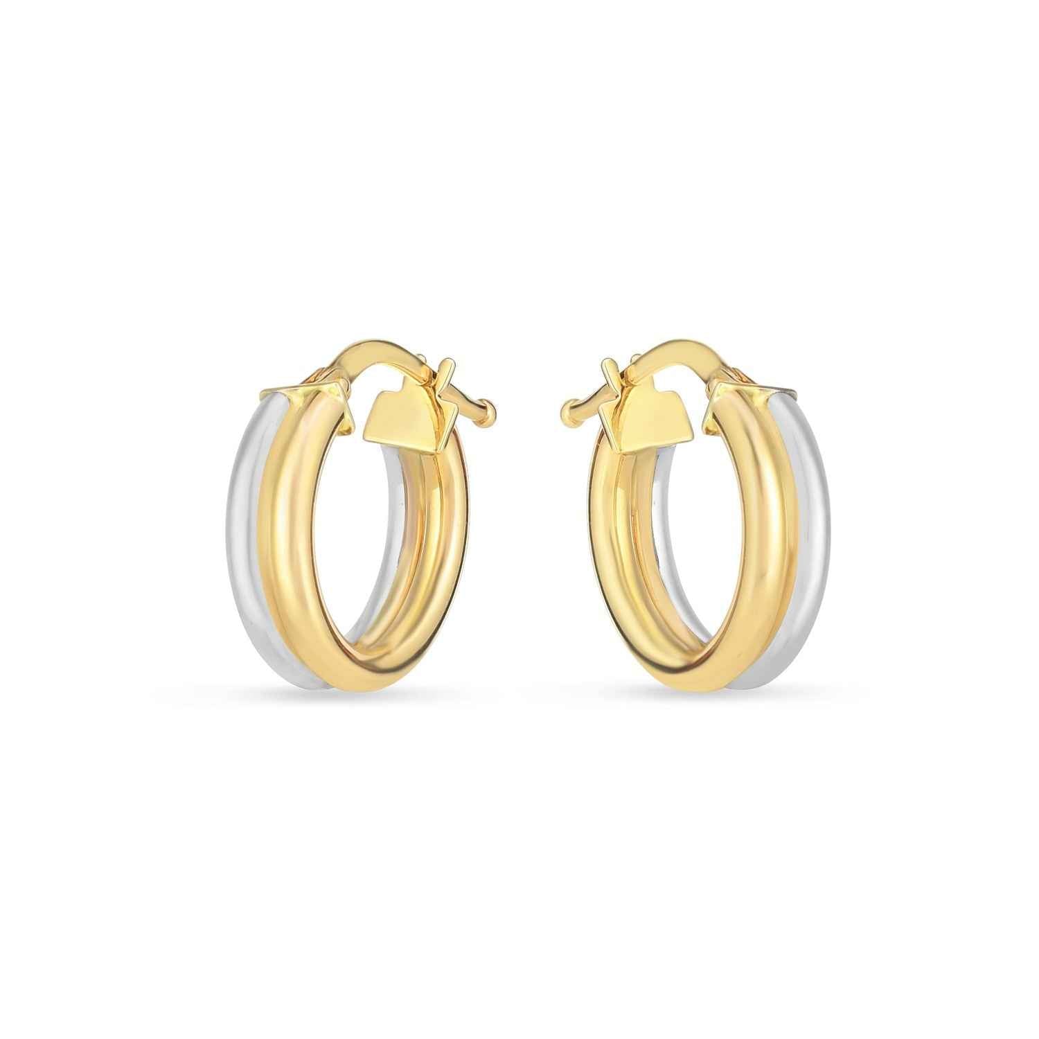 14k Two Tone Gold Double Round Hoops DestGlow
