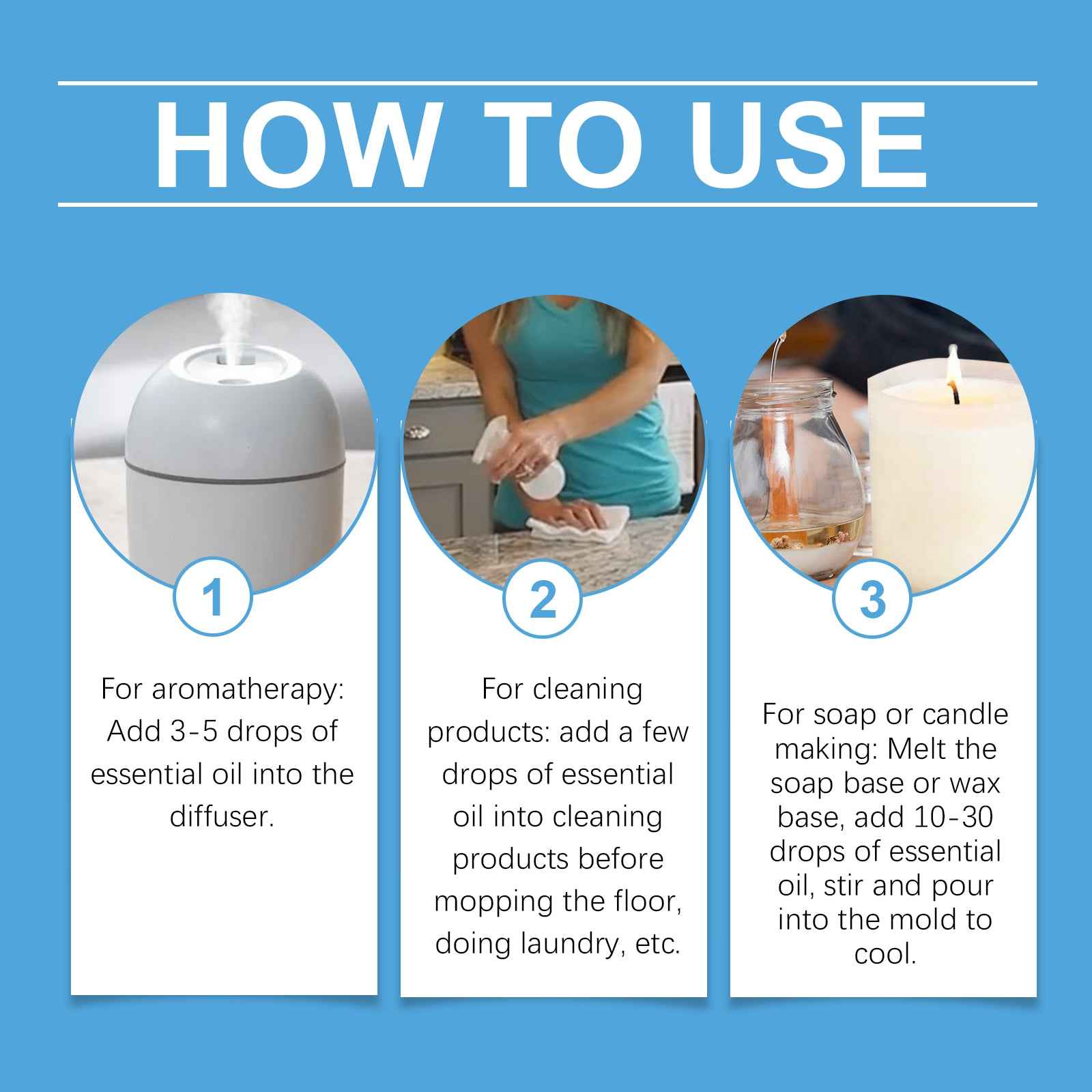 Cleansing Essential Oil Set, Fresh Natural Humidifier Essential Oil Lasting Essential Oil Perfume Oil