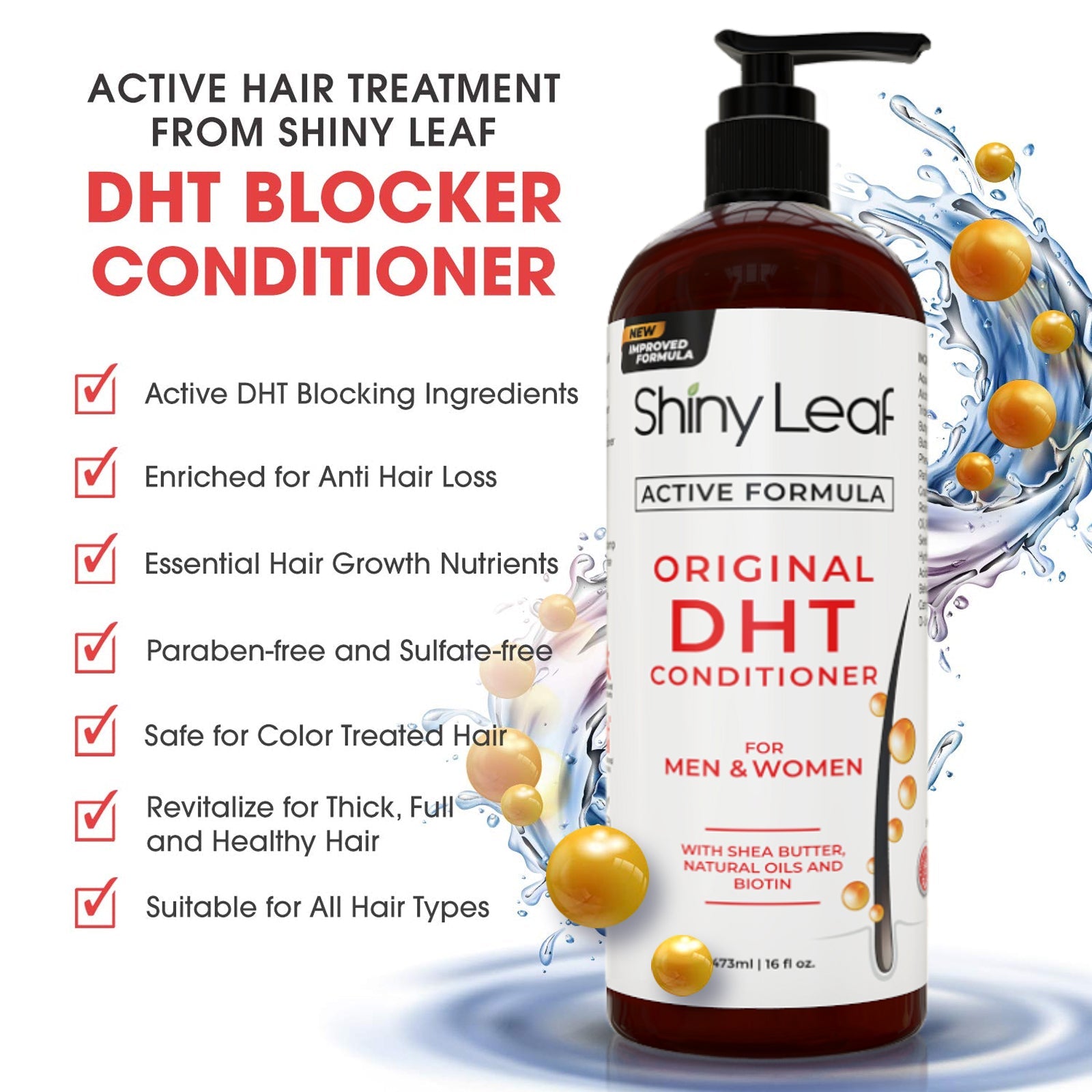 DHT Blocker Hair Loss Conditioner with Castor Oil & Biotin — 16 oz by Shiny Leaf