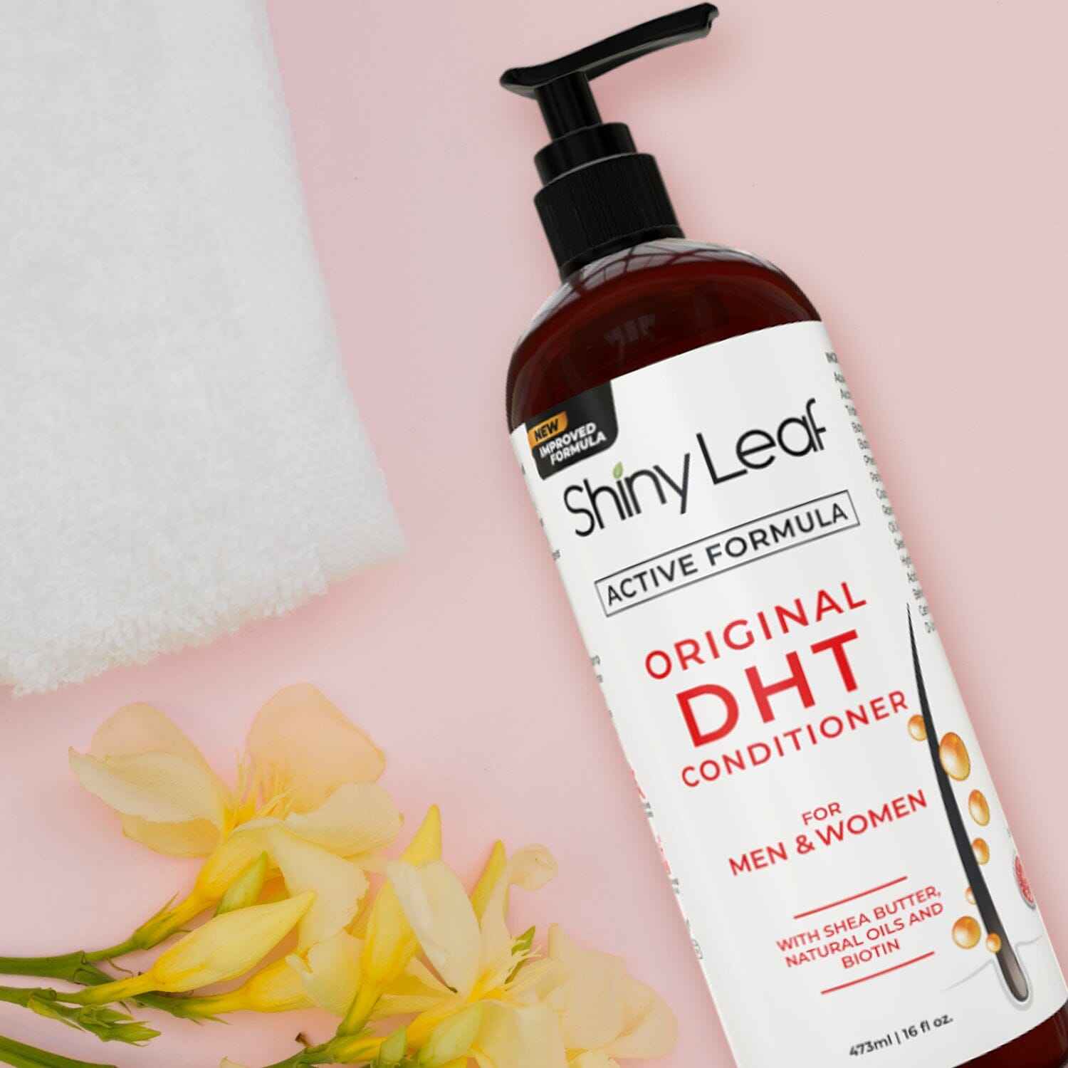 DHT Blocker Hair Loss Conditioner 16oz Active Formula with Biotin by Shiny Leaf