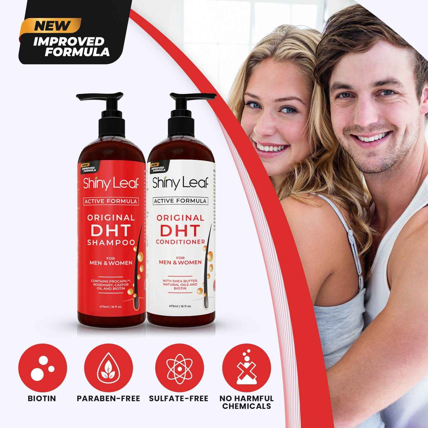 DHT Blocker Hair Loss Conditioner 16oz Active Formula with Biotin by Shiny Leaf