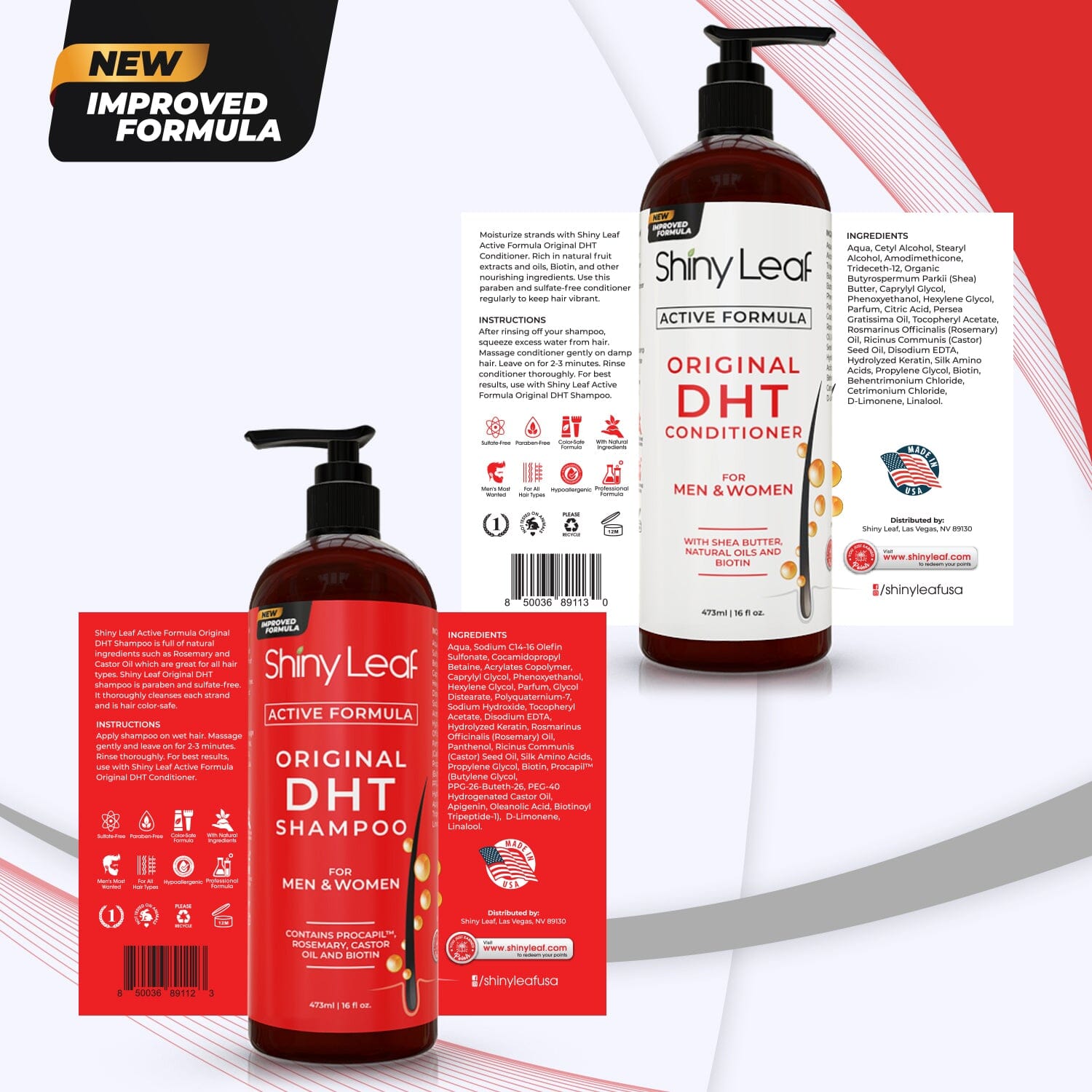 DHT Blocker Hair Loss Conditioner with Castor Oil & Biotin — 16 oz by Shiny Leaf