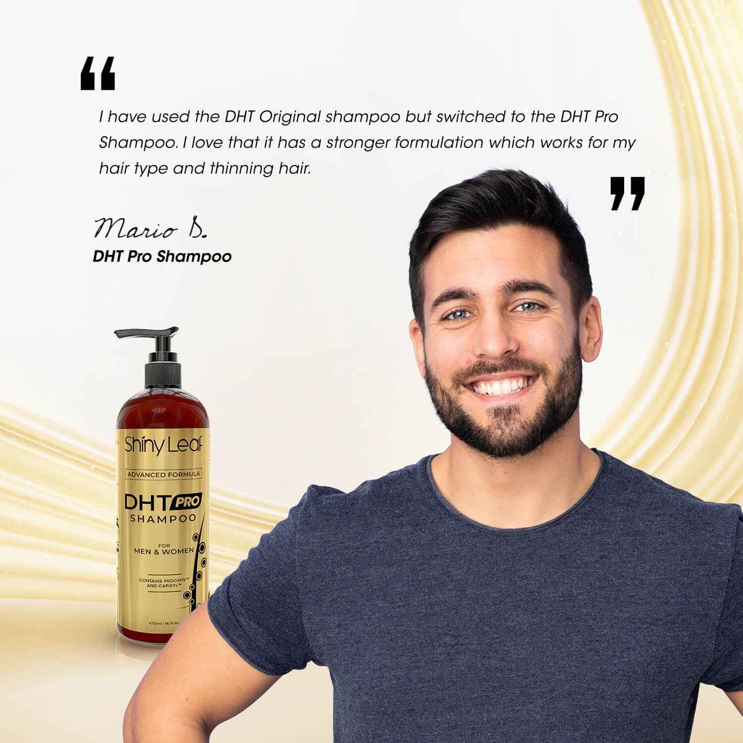 DHT Pro Shampoo with Procapil and Capixyl for Anti-Hair Loss 16 oz Shiny Leaf