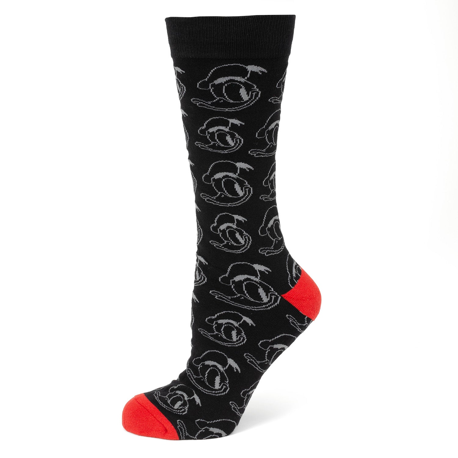 Disney Donald Duck Patterned Black Socks and Mickey Mouse Blue Lapel Pin Gift Set by Cufflinks.com