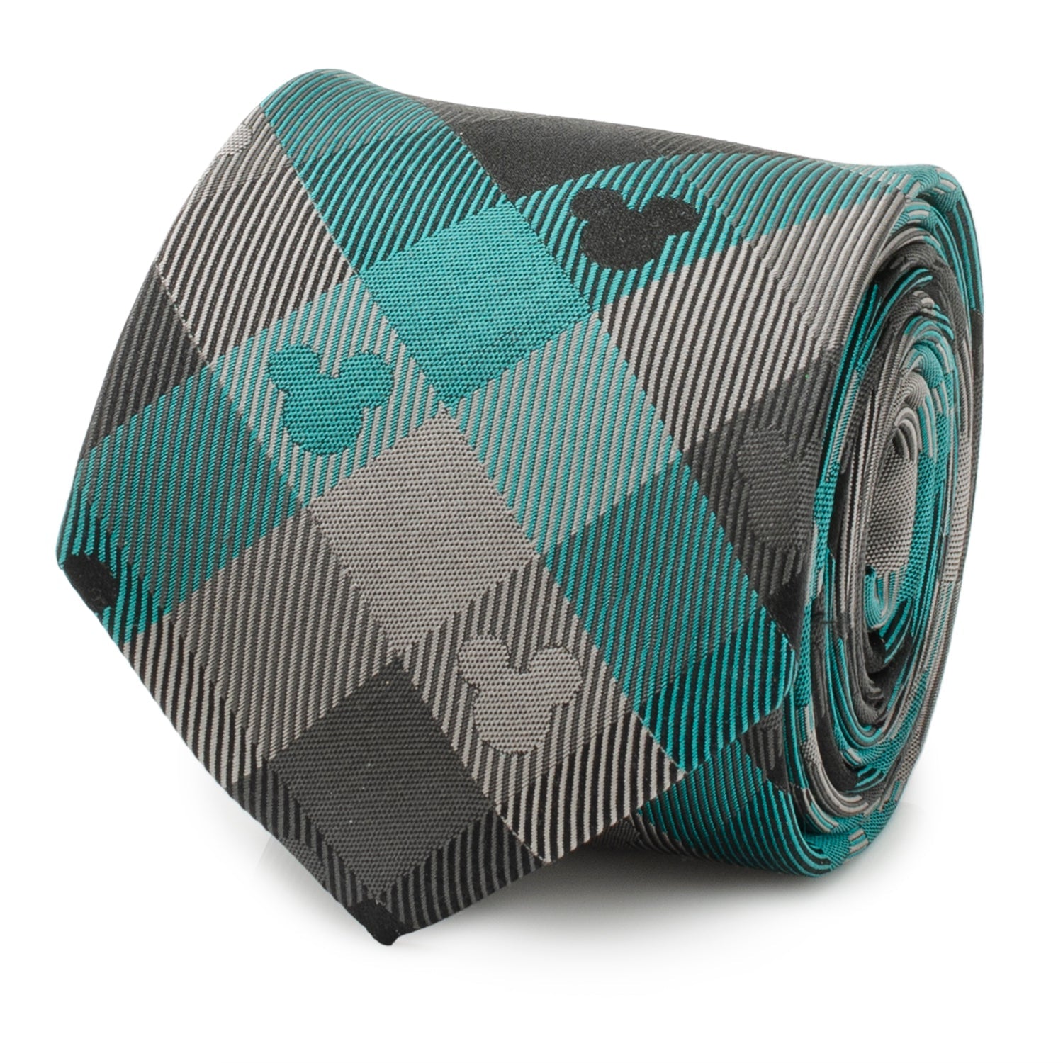 Disney Mickey Mouse Silhouette Teal Plaid Men&
