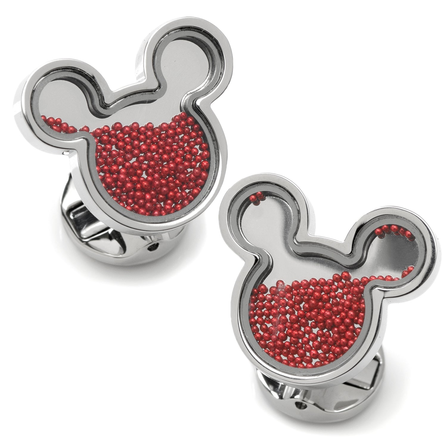 Disney Mickey Mouse Silhouette Red Caviar Bead Cufflinks by Cufflinks.com