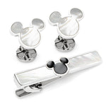 Disney Mickey Mouse Mother of Pearl Cufflinks and Tie Clip Gift Set