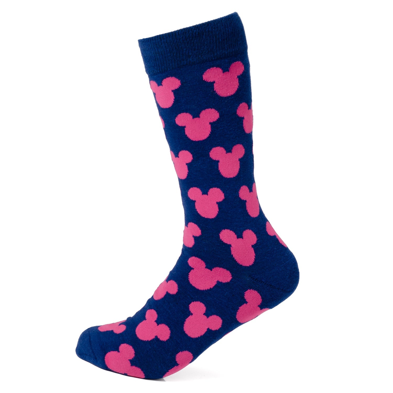 Disney Mickey Mouse Silhouette Pink Sock and Mickey Blue Lapel Pin Gift Set by Cufflinks.com