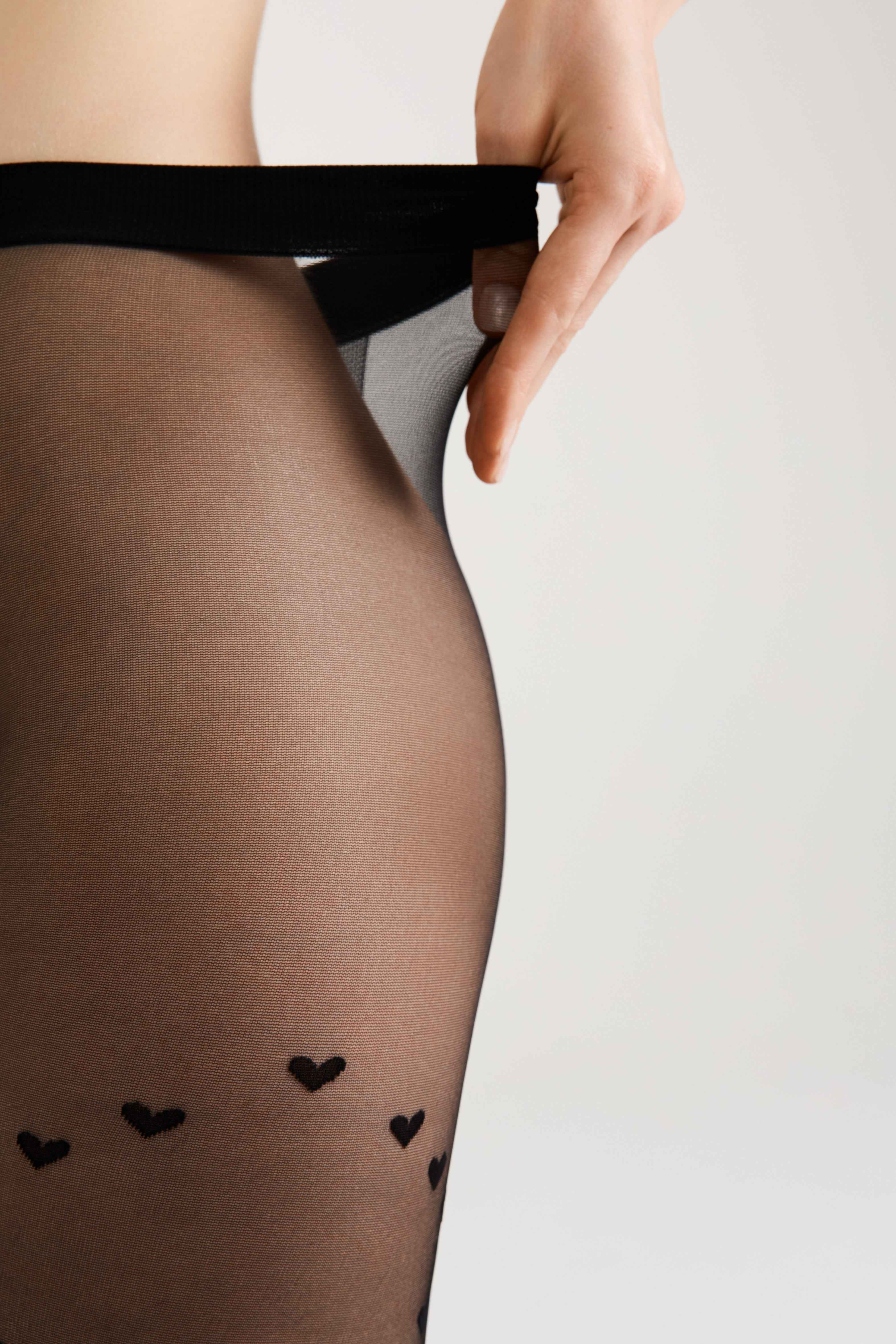 Fantasy Tights Conte Dolce Vita - Hearts With Lace-Up Imitation