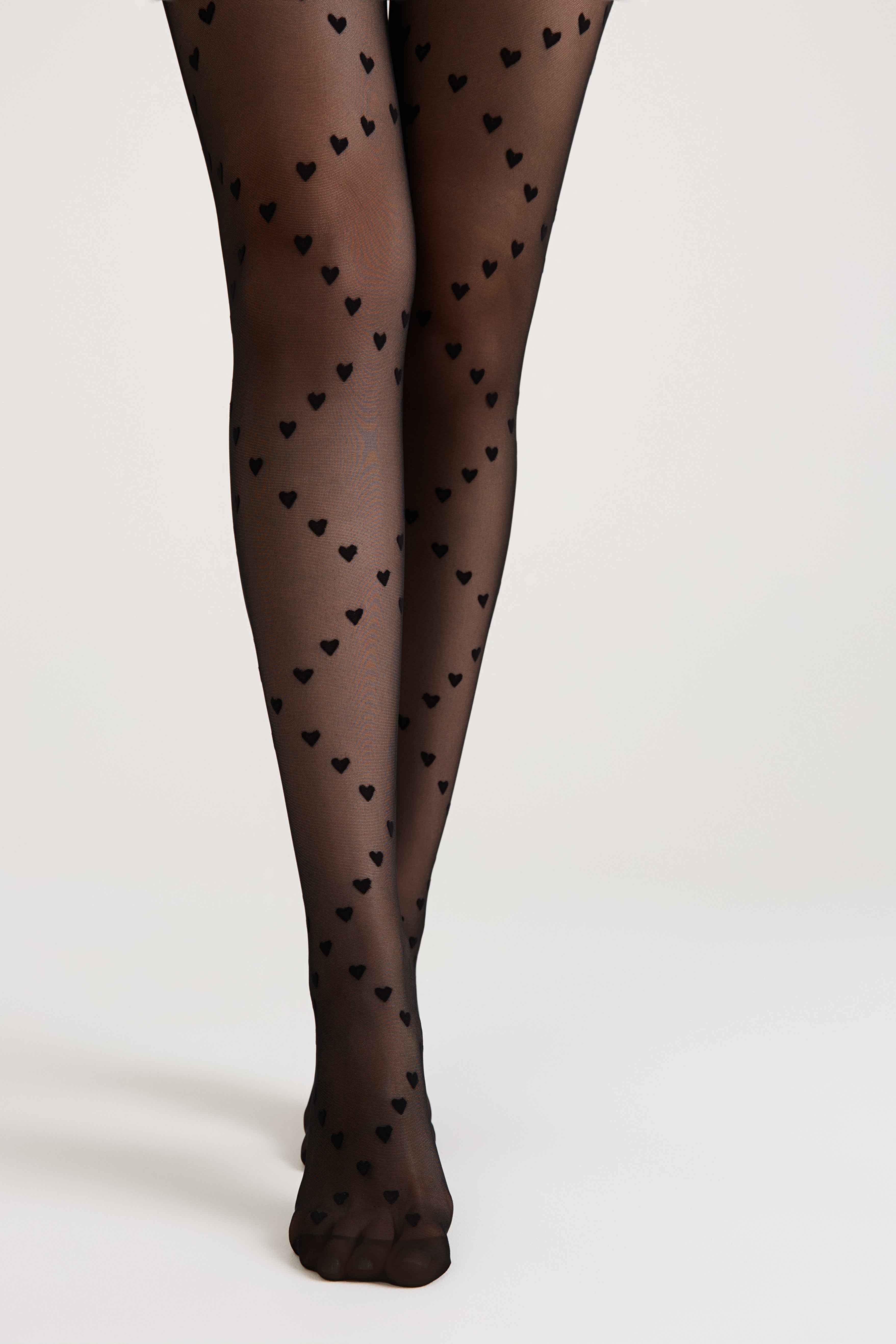 Fantasy Tights Conte Dolce Vita - Hearts With Lace-Up Imitation