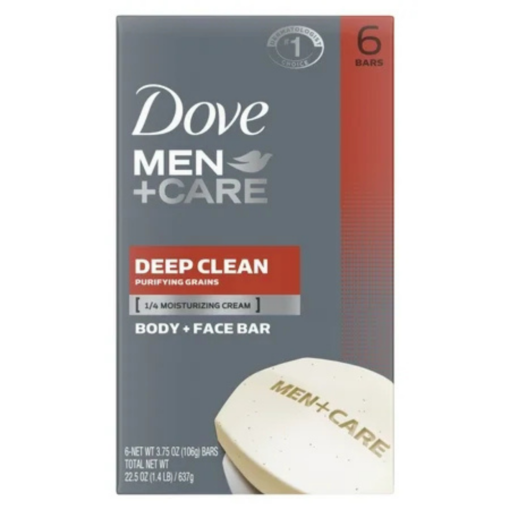 Dove Men+Care Body Soap and Face Bar Deep Clean 3.75 Oz 6 Bars DestGlow