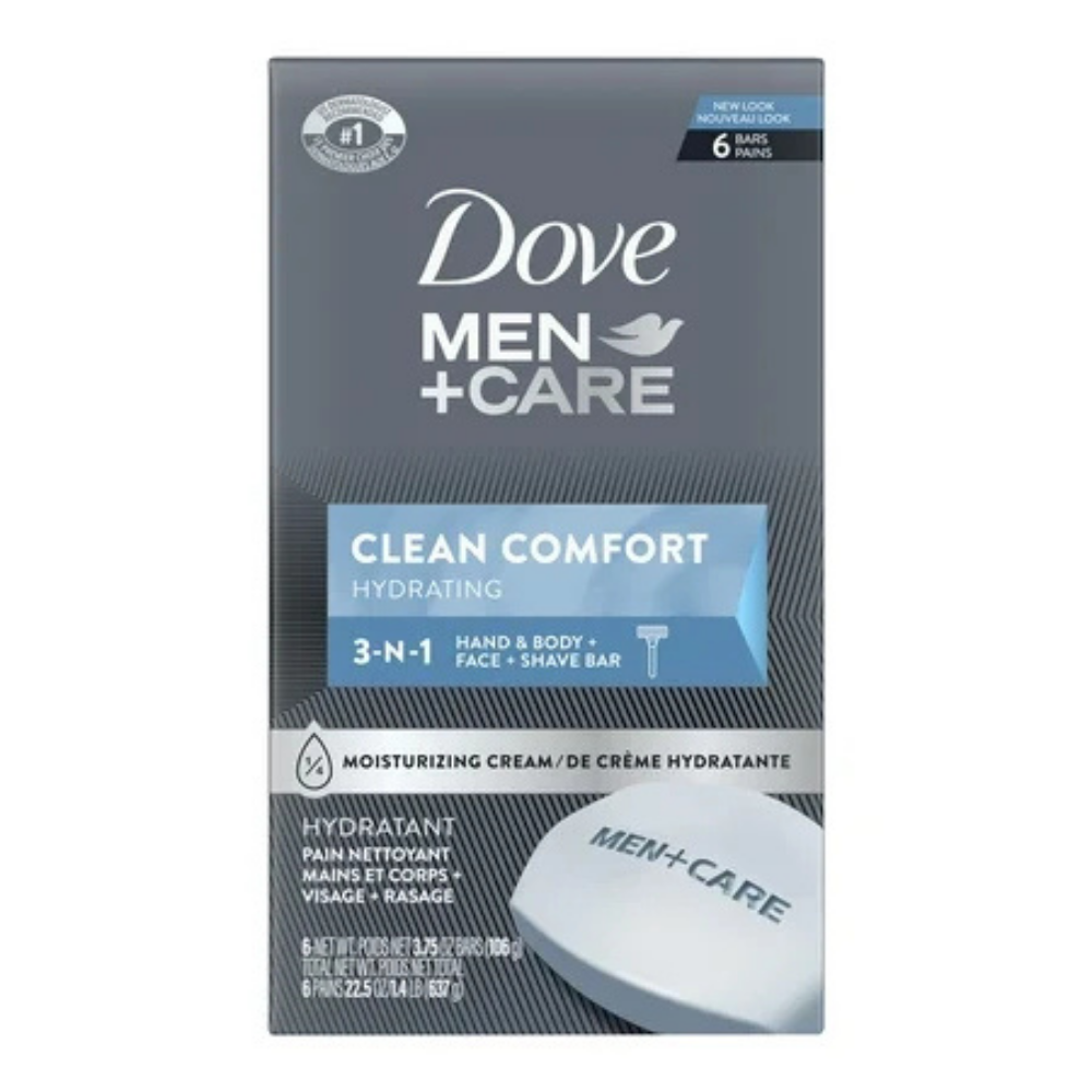 Dove Men+Care Body and Face Bar Clean Comfort 3.75 Oz 6 Bar DestGlow