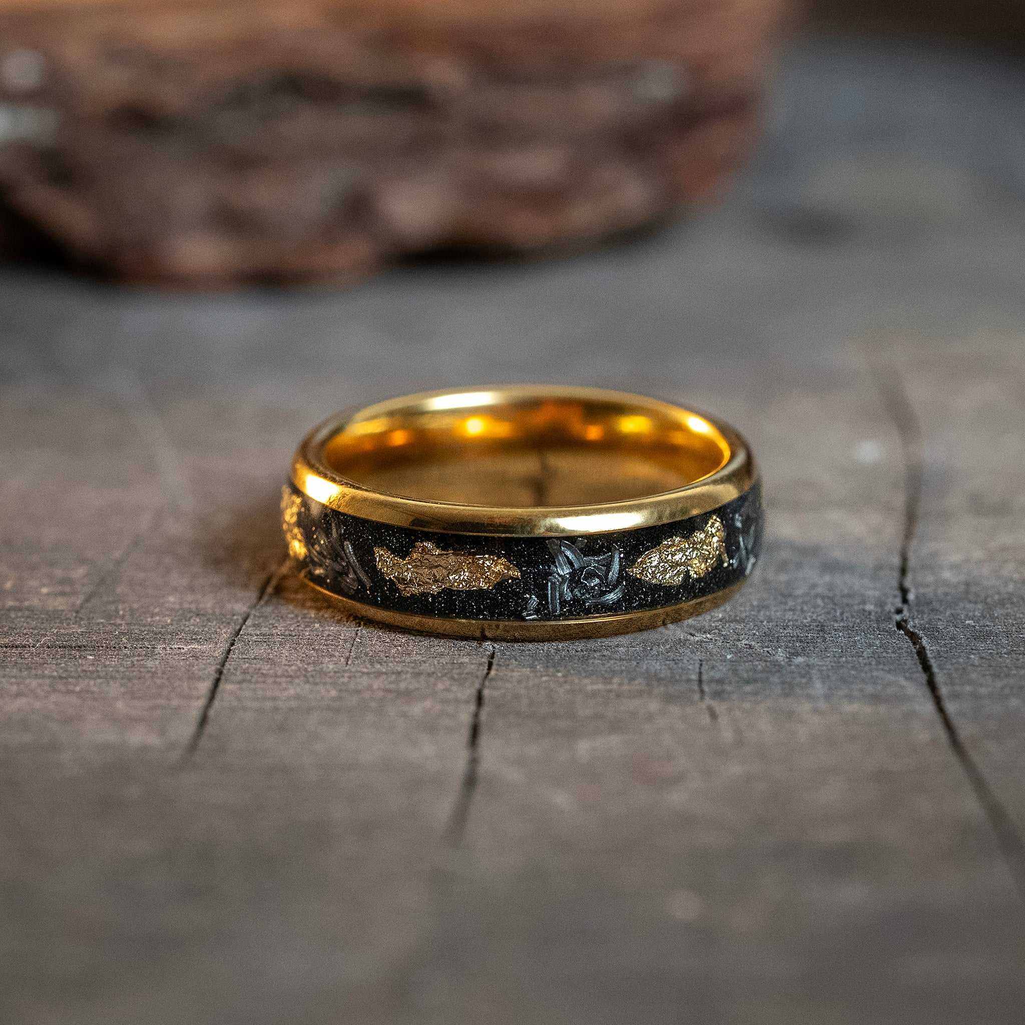 Meteorite x Gold Leaf Tungsten Carbide Ring - 6mm - DestGlow