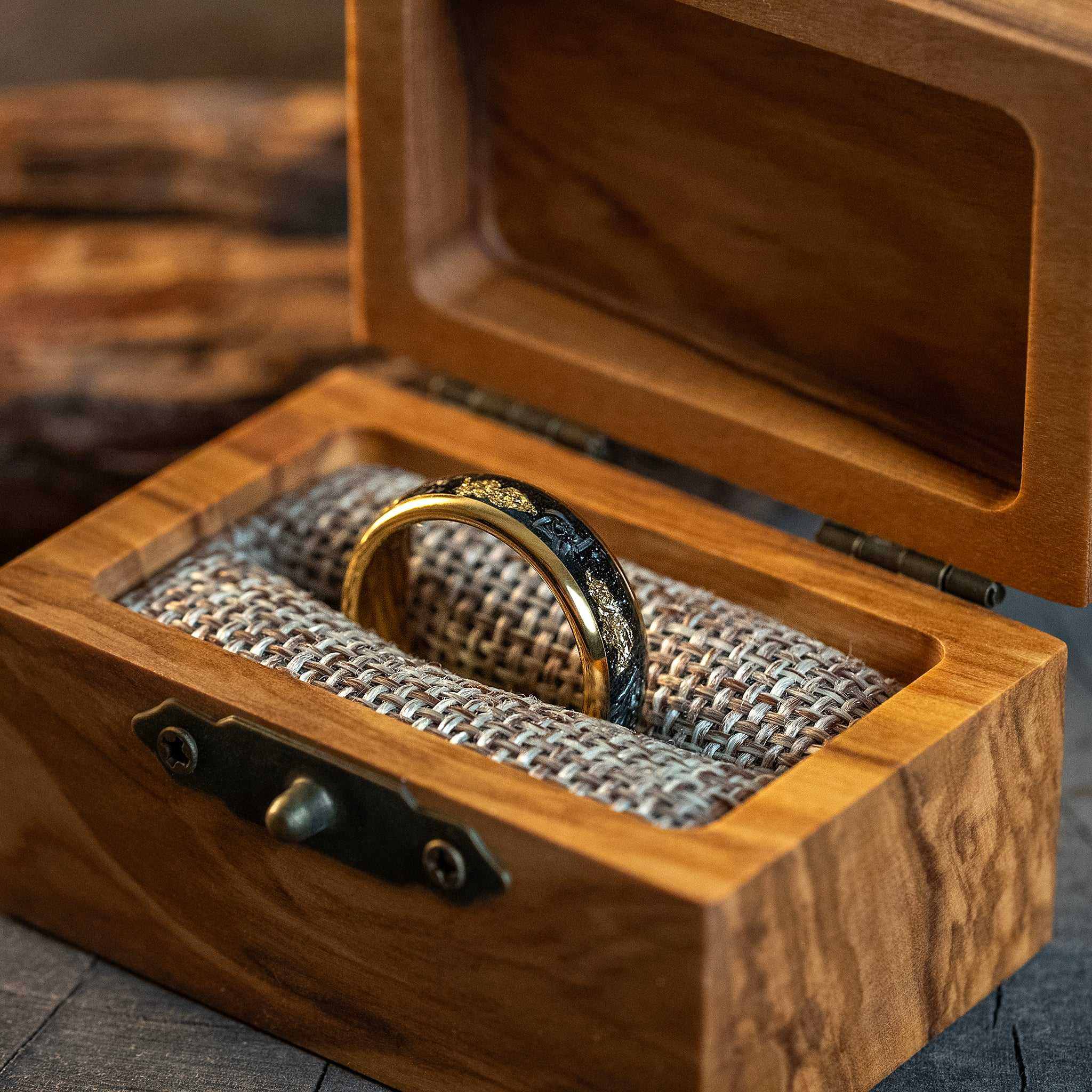 Meteorite x Gold Leaf Tungsten Carbide Ring - 6mm - DestGlow