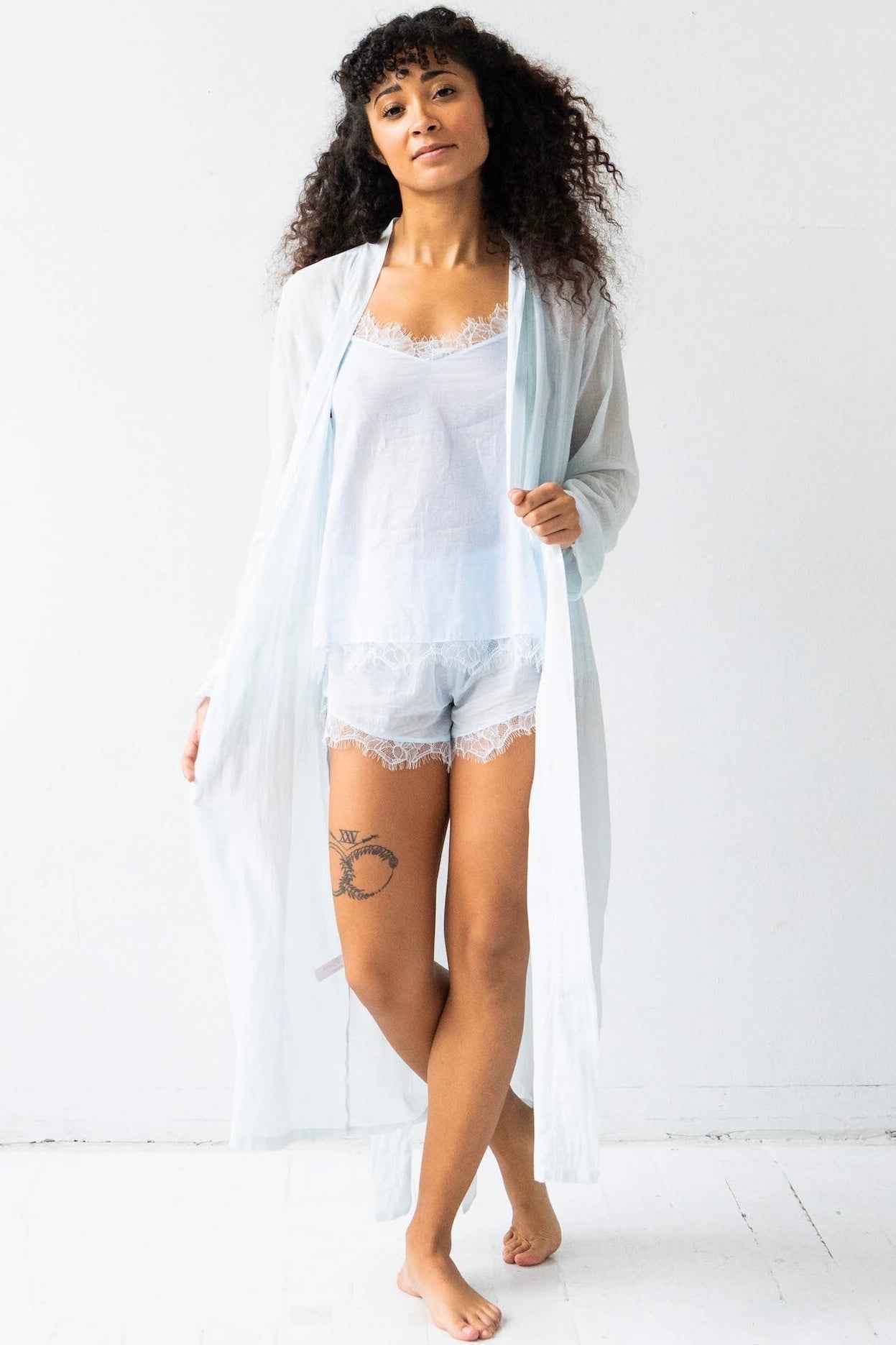 Classic Long Sheer Cotton-Silk Robe - DestGlow