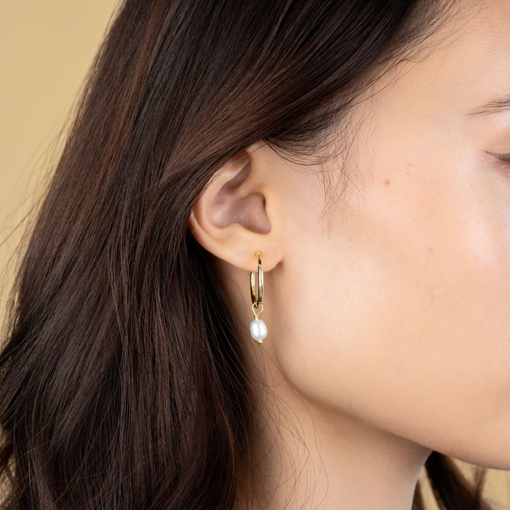 Pearl Huggie Hoops - DestGlow