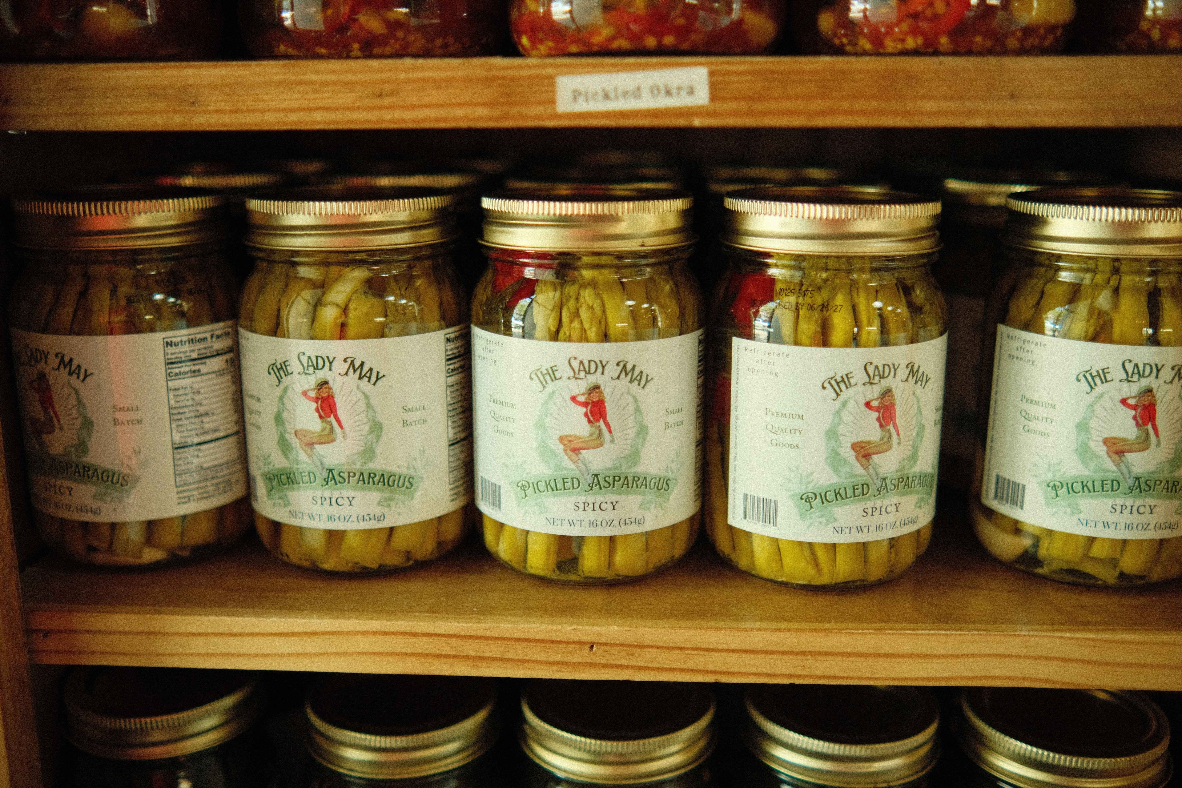 The Lady May Spicy Pickled Asparagus - Small Batch Garlic Jalapeño Asparagus