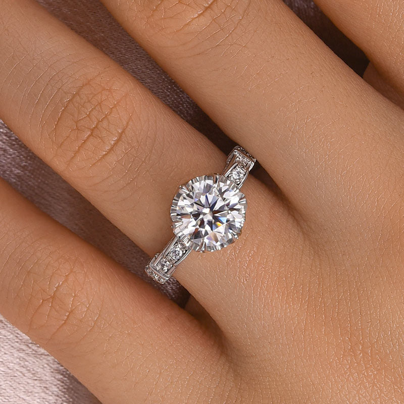 Rodiffy Moissanite 2.0Ct Round Cut Twist White Gold Promise Bridal Ring by Avera Group