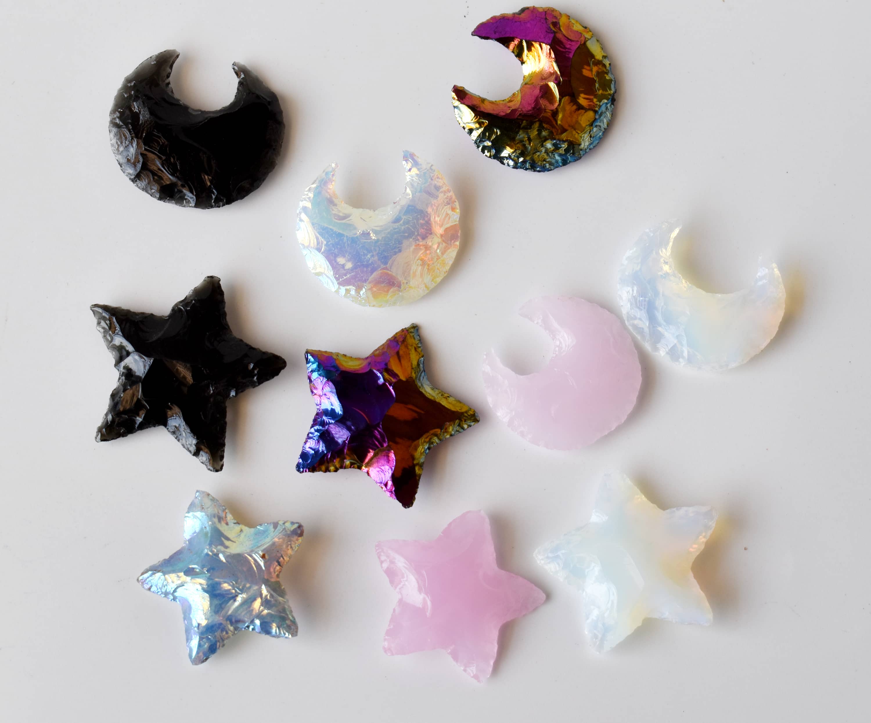 Flat Stars & Moon Shaped Gemstone Arrowheads. DestGlow