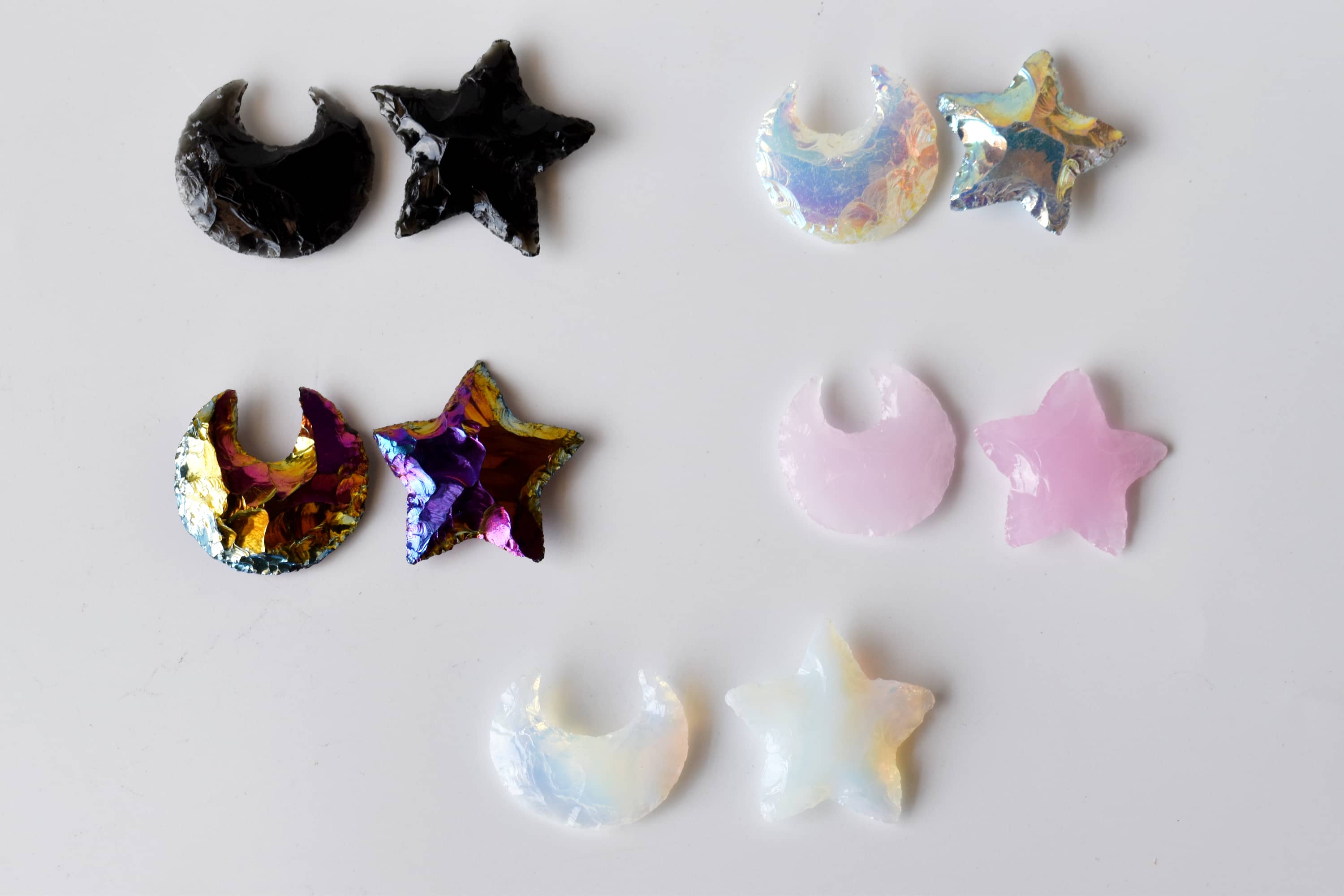 Flat Stars & Moon Shaped Gemstone Arrowheads. DestGlow