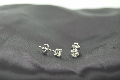 Moissanite Earrings - Brilliant 0.80 Ct 14K White Gold Stud Earrings for Women