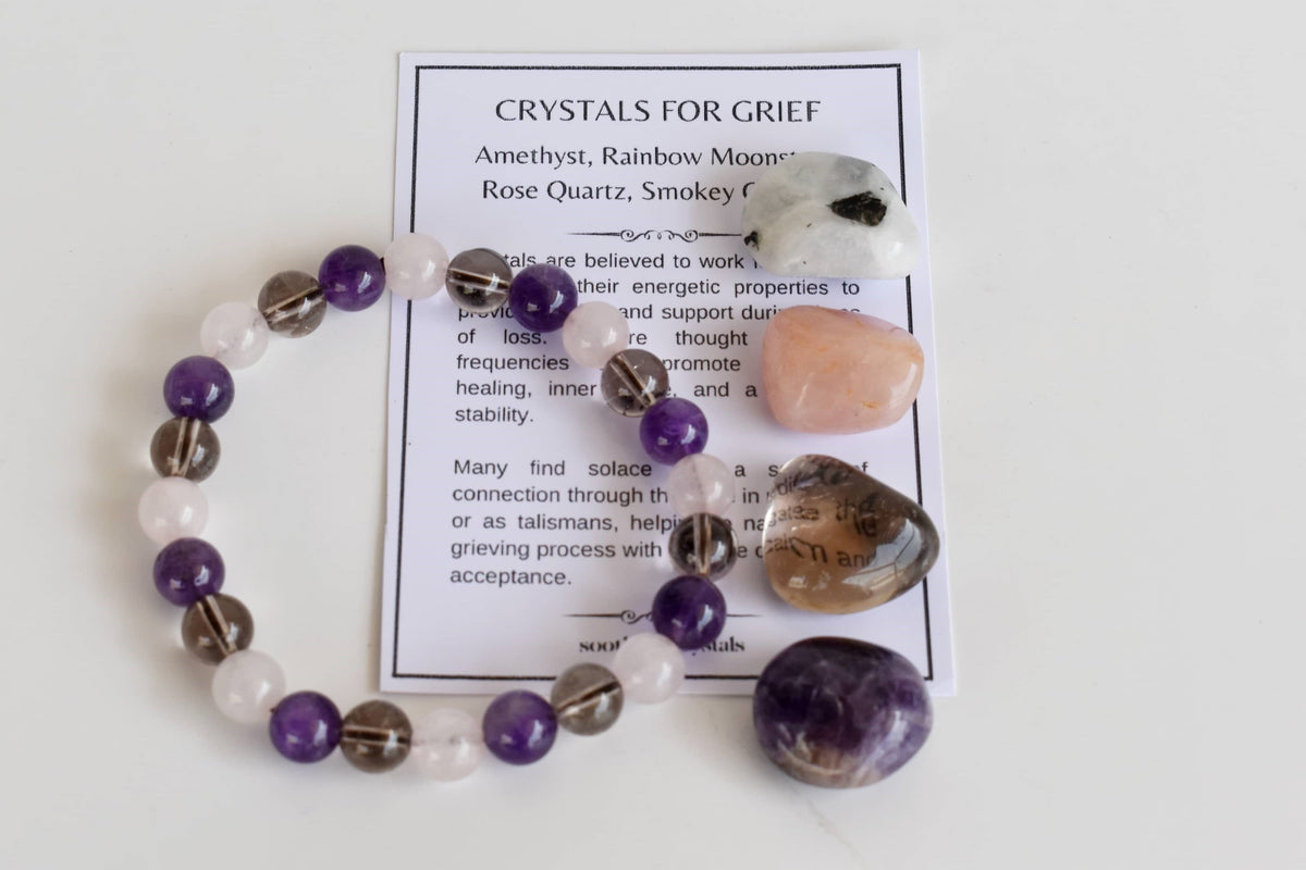Calming GRIEF Support Crystal Kit, Gemstone Tumble Kit, Grief Crystal Gift Set