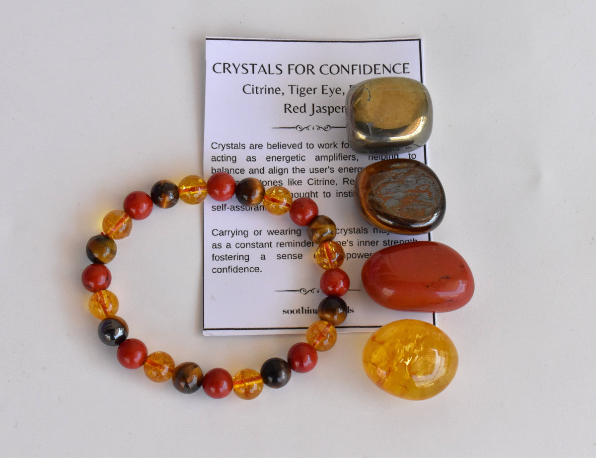 Boost CONFIDENCE Crystal Kit, Gemstone Tumble Kit, Confidence Crystal Gift Set. DestGlow
