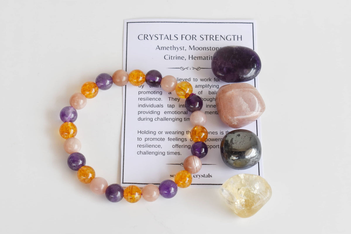 Enhances STRENGTH Crystal Kit, Gemstone Tumble Kit, Strength Crystal Gift Set DestGlow