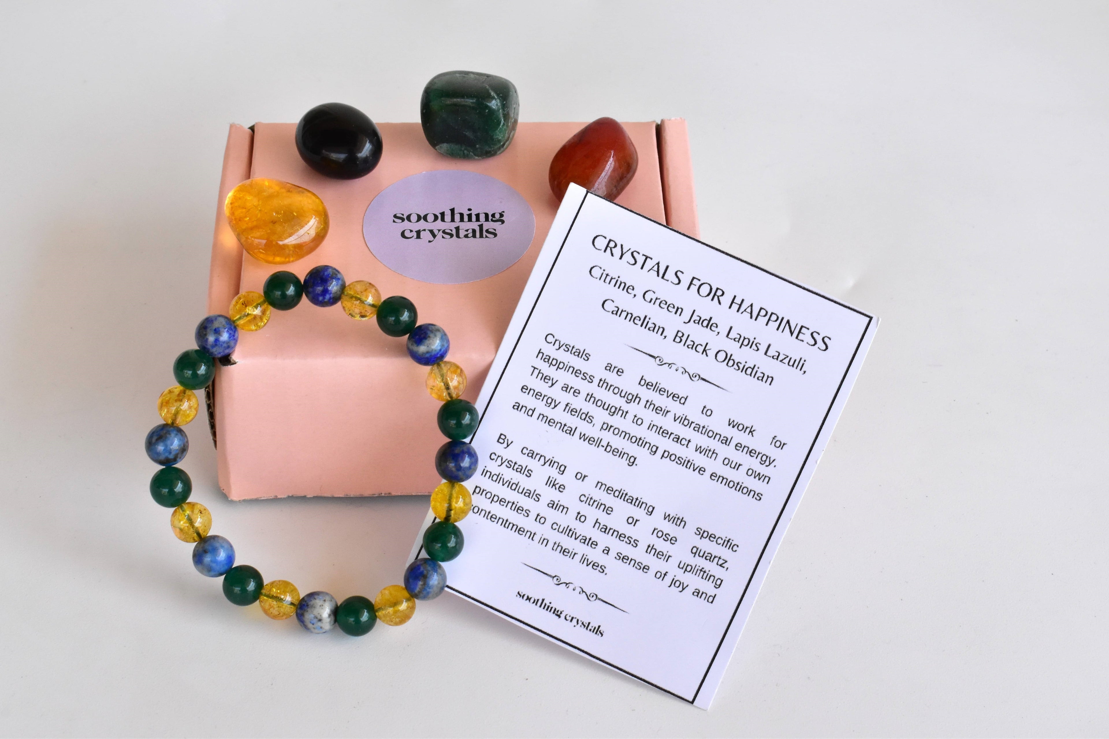 Promoting HAPPINESS Crystal Kit, Gemstone Tumble Kit, Happiness Crystal Gift Set DestGlow