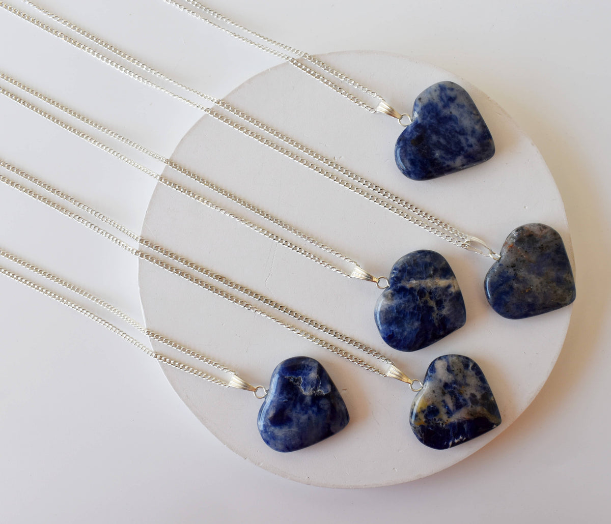 Real Sodalite Crystal Heart Pendant, Genuine Heart Shaped Necklaces DestGlow