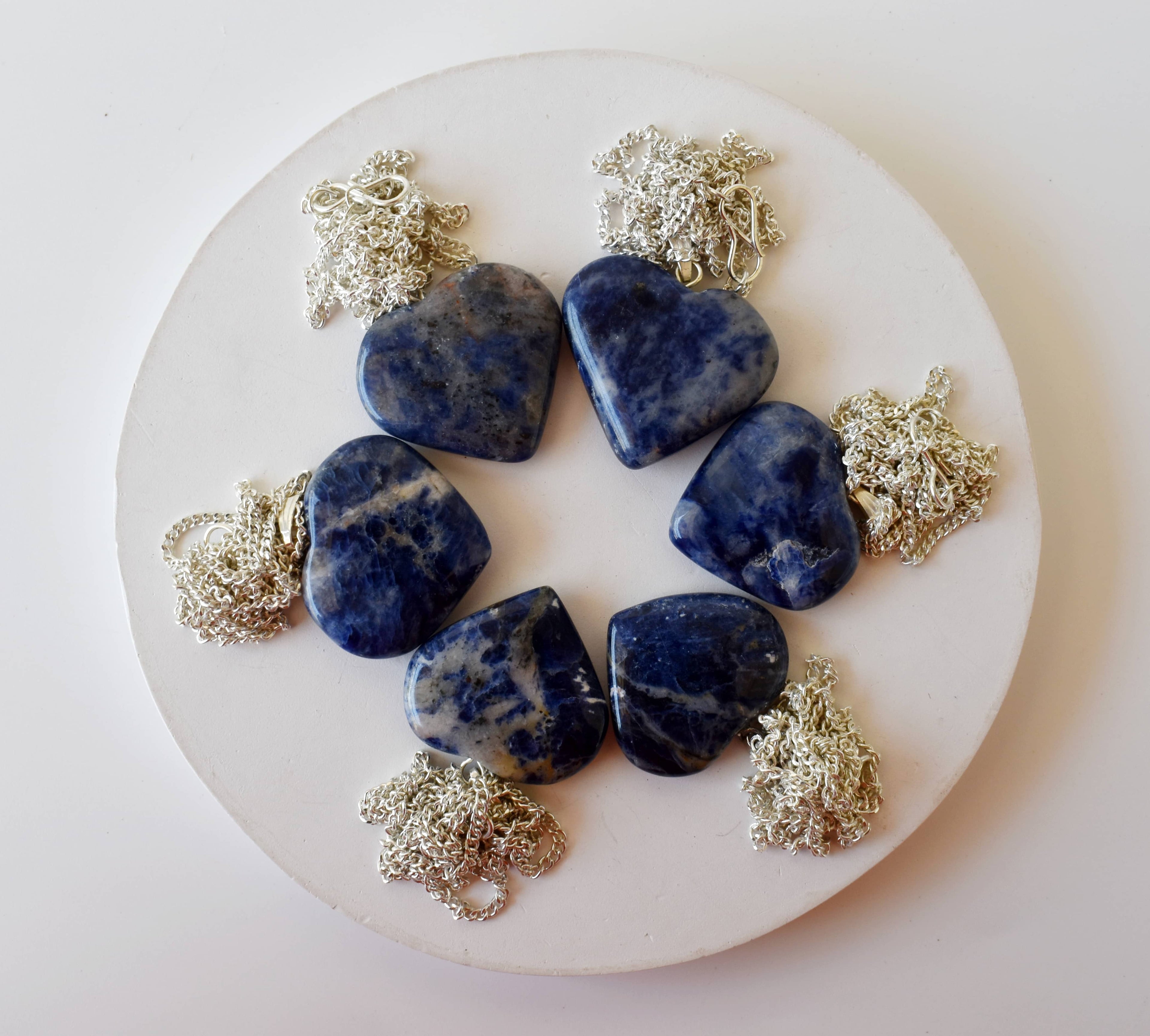 Real Sodalite Crystal Heart Pendant, Genuine Heart Shaped Necklaces DestGlow