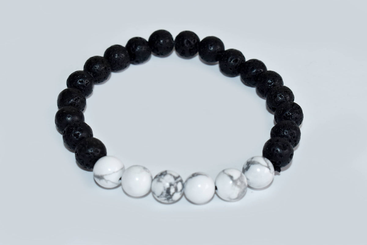 Lava Diffuser Bracelet, Lava with Howlite Beads Diffuser Jewelry, Aromatherapy, Essential Oil Bracelet, Spiritual Gift, Yoga Gift for Her, DestGlow