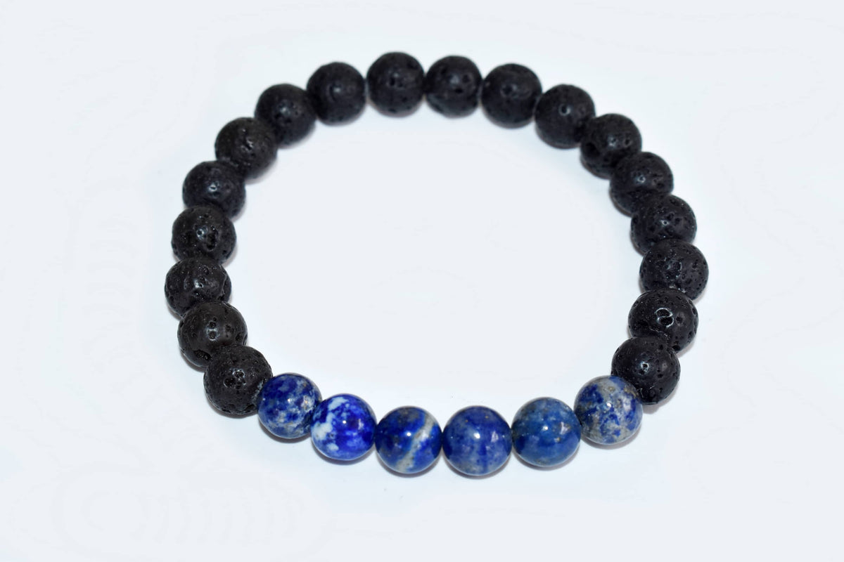 Lava Diffuser Bracelet, Lava with Lapis Lazuli Beads Diffuser Jewelry, Aromatherapy, Essential Oil Bracelet, Spiritual Gift, Yoga Gift for Her DestGlow