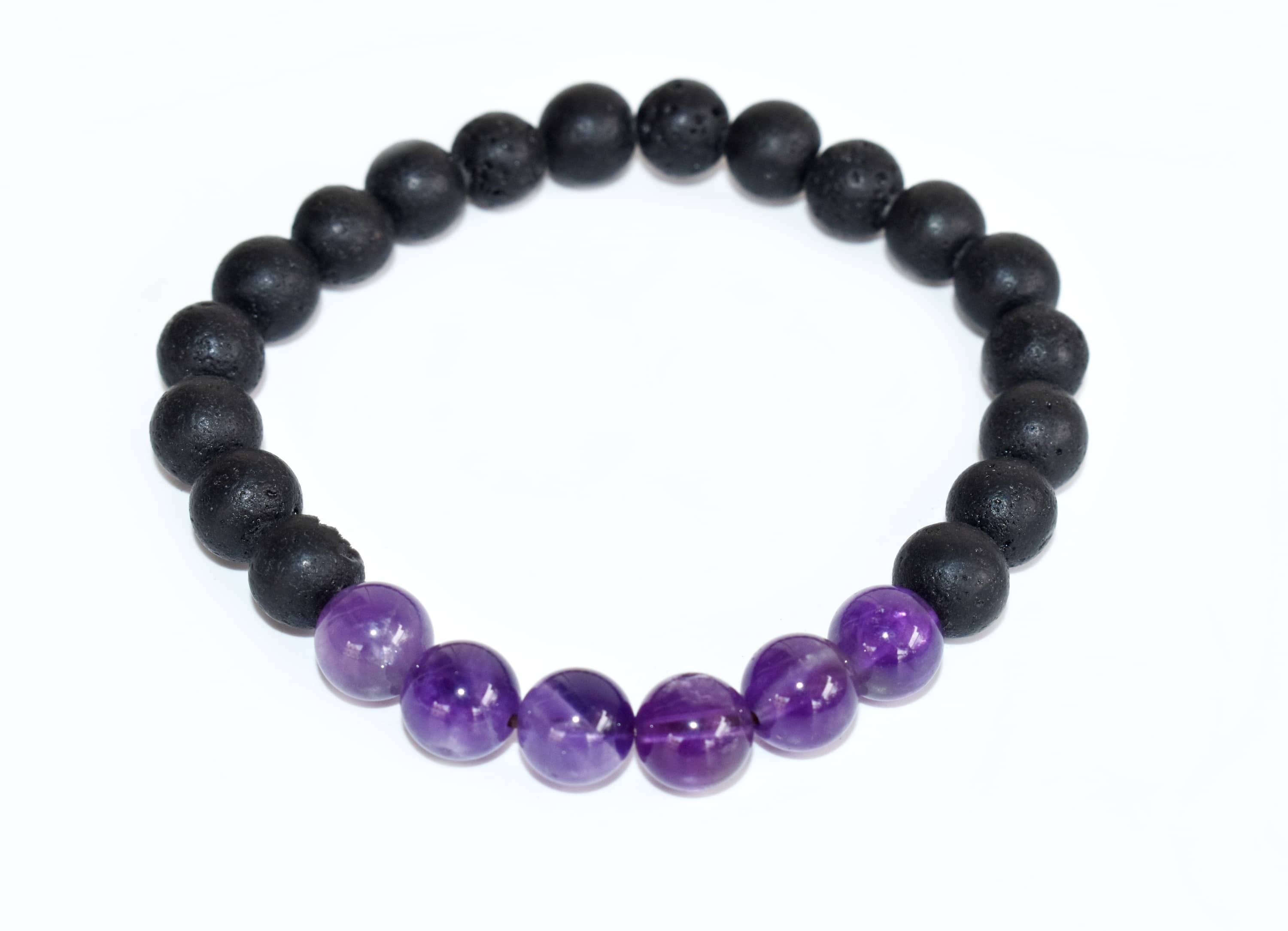 Lava Diffuser Bracelet, Lava with Amethyst Beads Diffuser Jewelry, Aromatherapy, Essential Oil Bracelet, Spiritual Gift, Yoga Gift for Her DestGlow