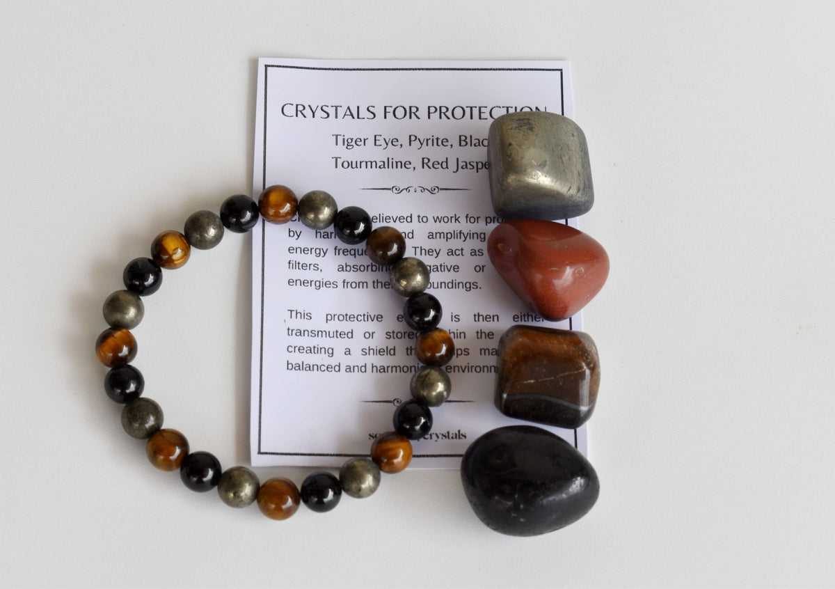 PROTECTION Crystal Kit, Gemstone Tumble Kit, Protection Crystal Gift Set DestGlow
