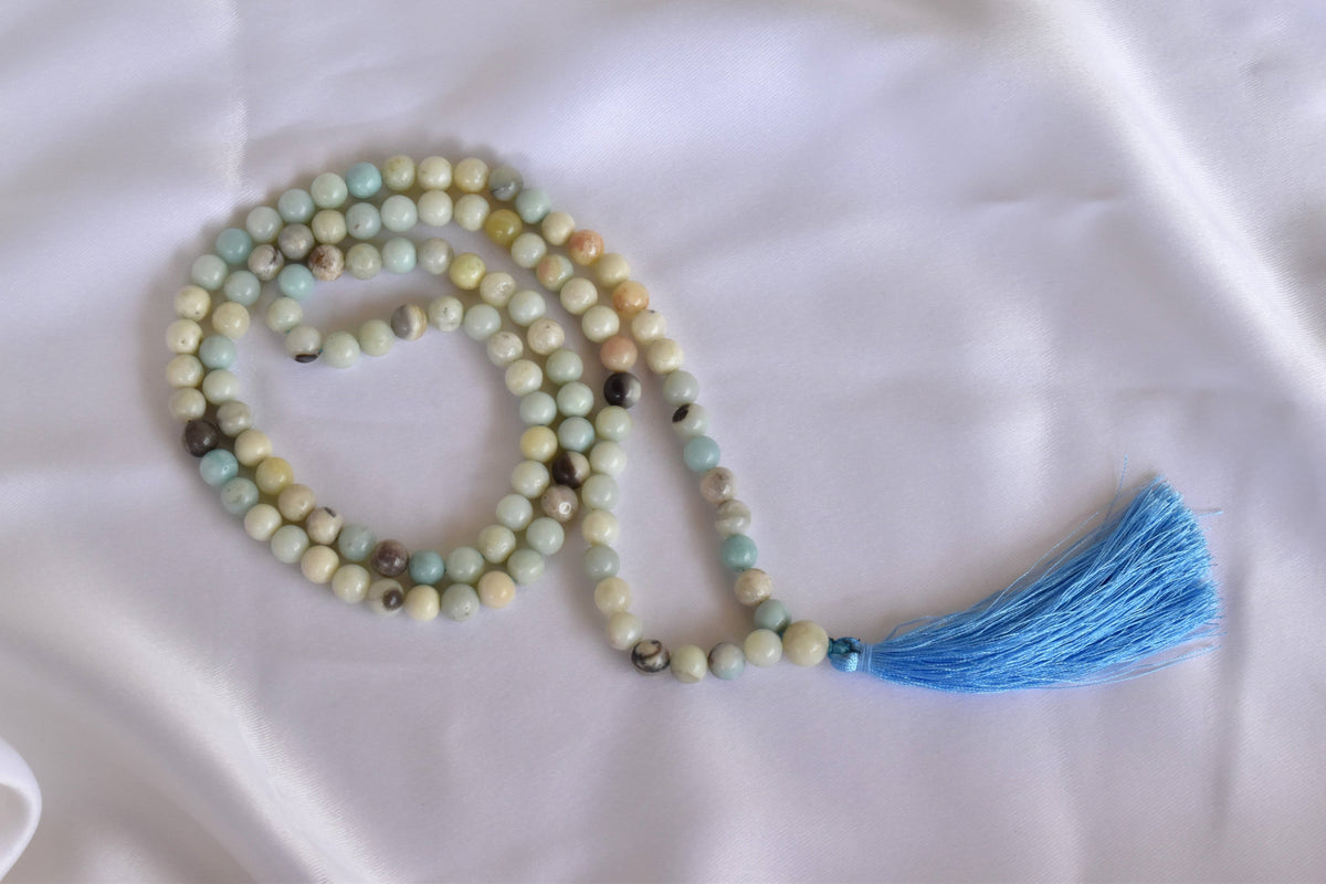 Multi Amazonite Gemstone Mala, 108 Prayer Bead Mala. DestGlow