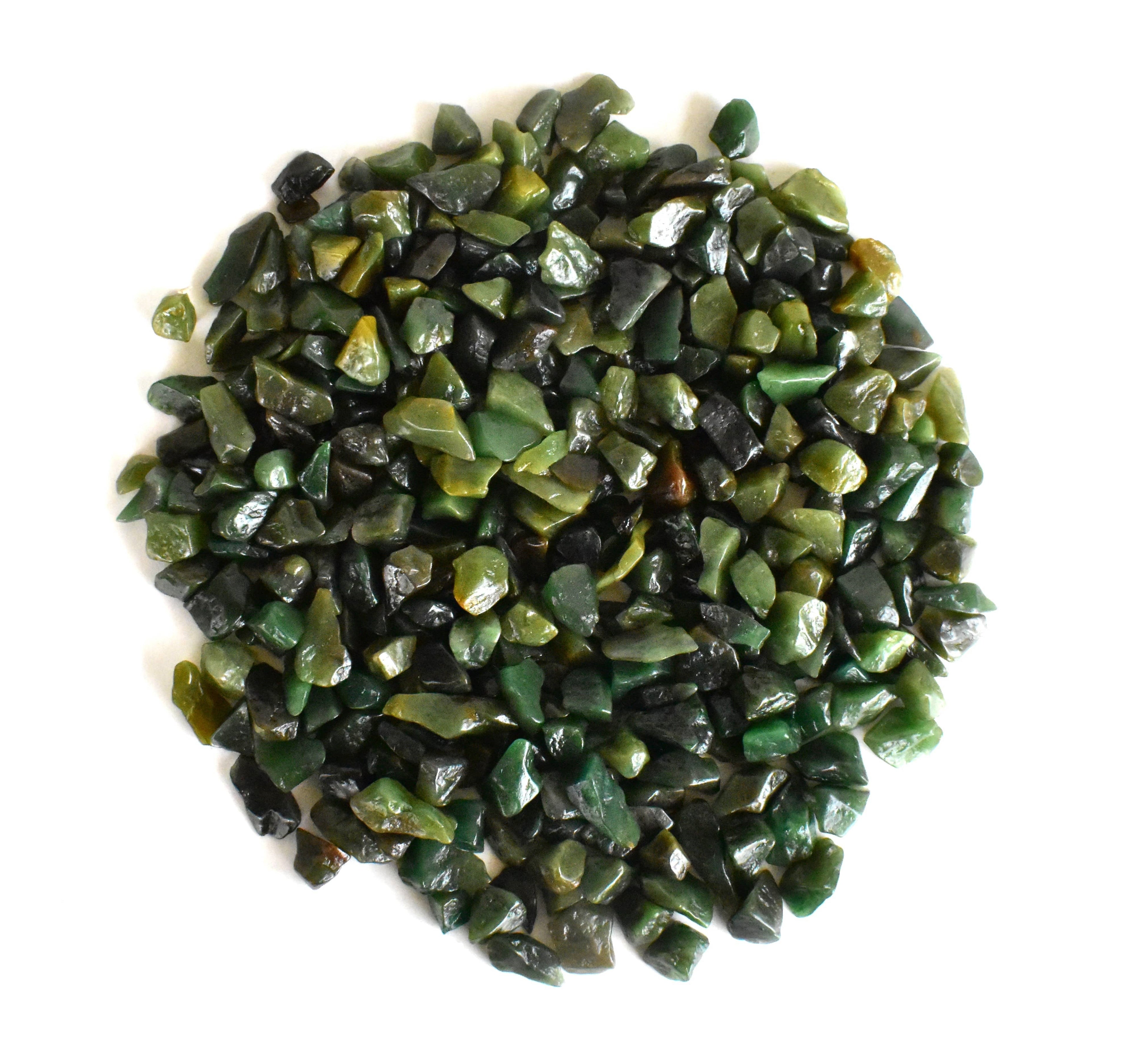 Raw Green Jade Crystal Chips. DestGlow