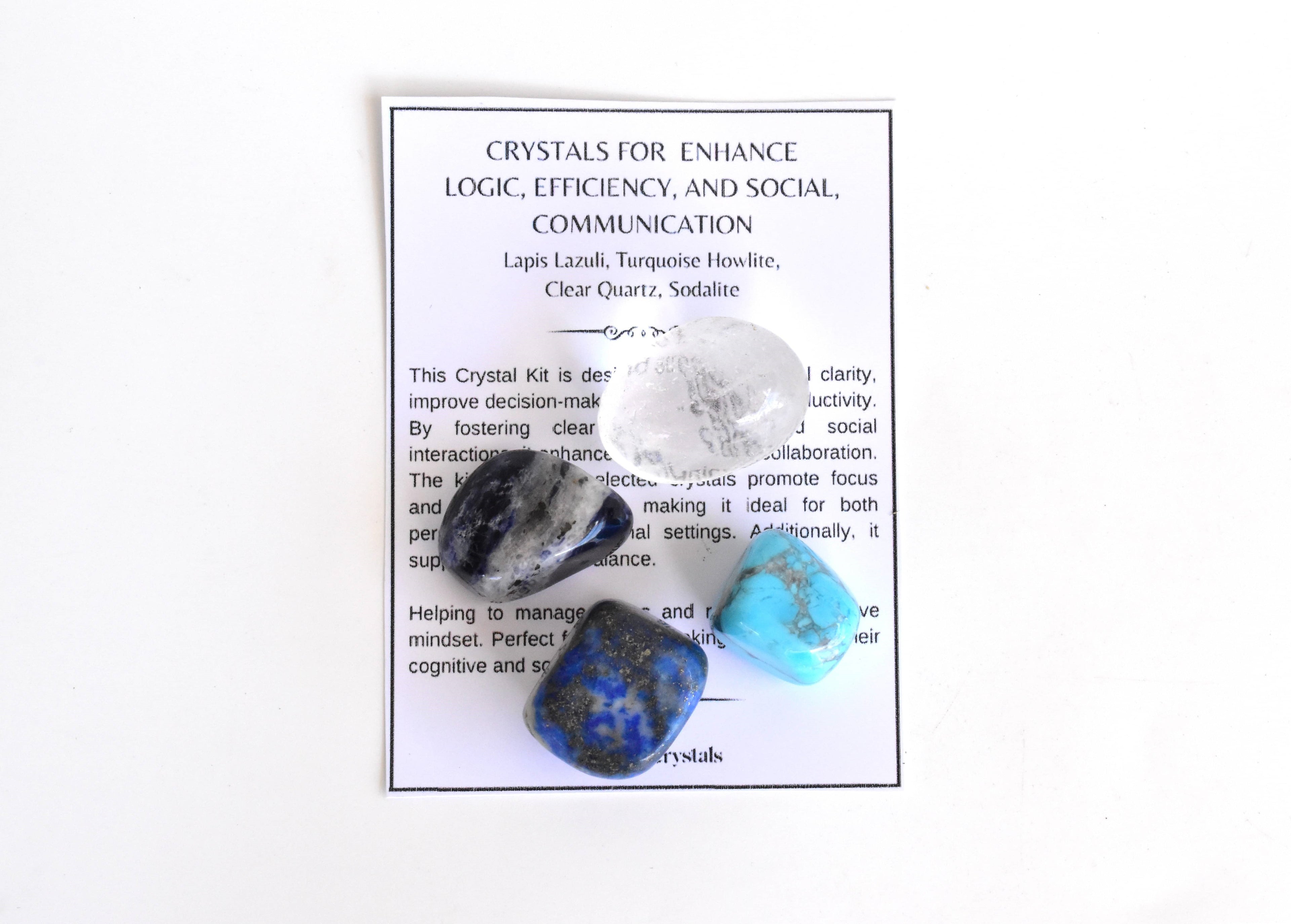 Enhance Logic, Efficiency, Social, Communication Crystal Kit.